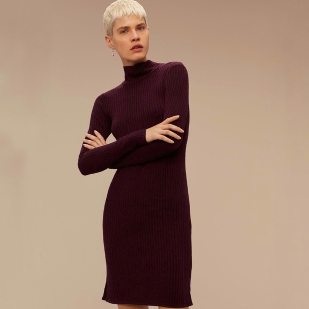 Aritzia‎ | Wilfred Free | Mariel Ribbed Mock Neck Sweater Dress Size XXS